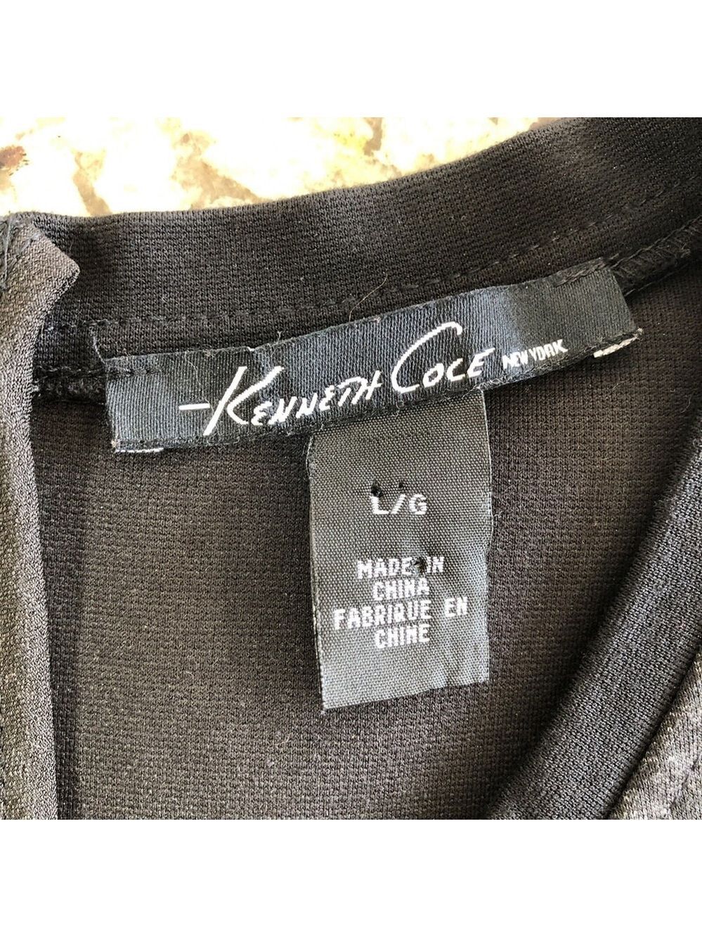 Large Kenneth Cole Womens Dress Black And Grey Zipper Back Knee Length Stretchy - Picture 2 of 11
